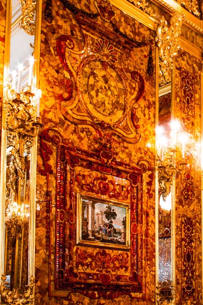 Petersburg Ryssland Juni Inredning Catherine Palace Amber Room Augusti 2013 — Stockfoto