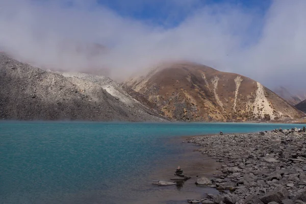 Paysage Avec Lac Gokyo Avec Une Eau Bleue Incroyable Népal — Photo