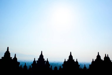 Erly sabahında Borobudur Tapınağı, Java Adası, Endonezya