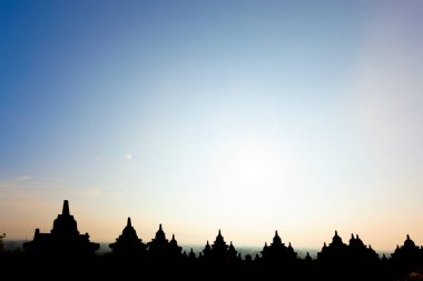 Erly sabahında Borobudur Tapınağı, Java Adası, Endonezya