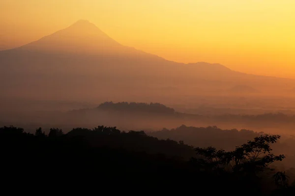 Sunrise View Mountains Hills Borobudur — Stock Photo, Image