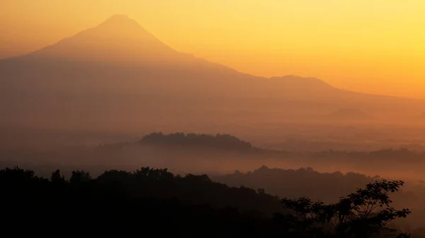 Sunrise View Mountains Hills Borobudur — Stock Photo, Image
