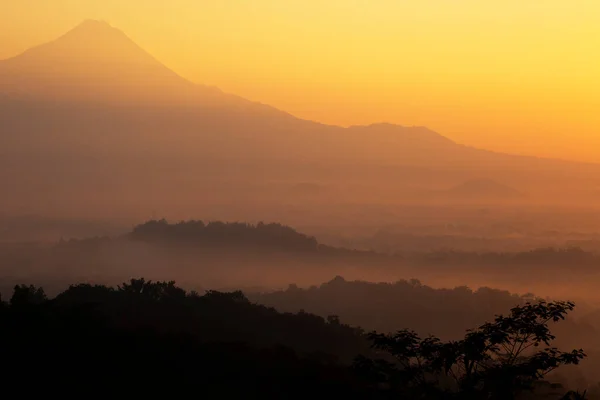 Sunrise View Mountains Hills Borobudur — Stock Photo, Image