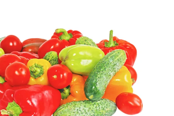 Verduras Frescas Brillantes Pimentones Tomate Pepinos —  Fotos de Stock