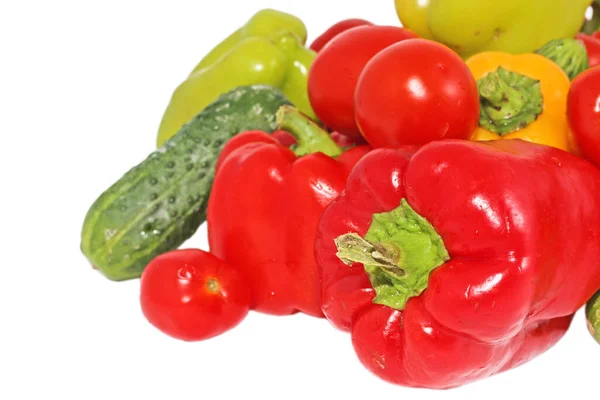 Verduras Frescas Brillantes Pimentones Tomate Pepinos —  Fotos de Stock