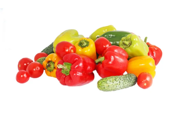 Verduras Frescas Brillantes Pimentones Tomate Pepinos —  Fotos de Stock