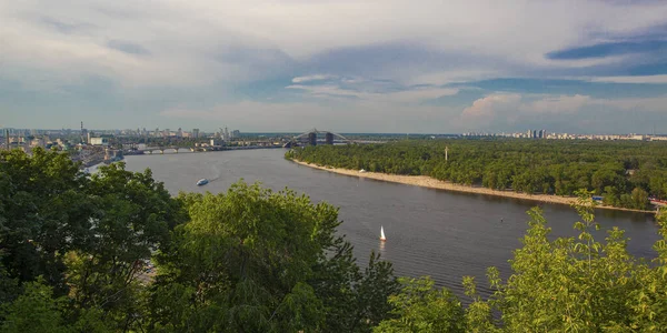 Top View Dnipro Dniper River Left Bank Spring Time Kiev — Stock Photo, Image