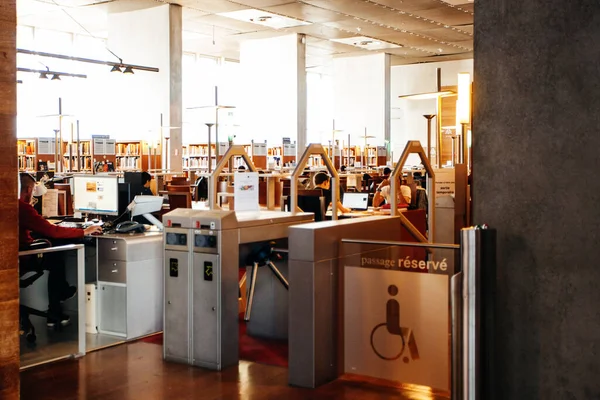 Paris Frankrike Oktober 2016 Arbetsplats Berömda Labrouste Föreläsningssalen Franska Nationalbiblioteket — Stockfoto