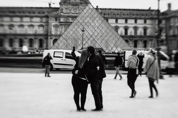 Parijs Frankrijk September 2016 Toeristen Voor Het Louvre Paleis Louvre — Stockfoto