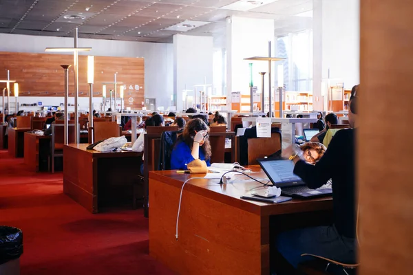 Paris Frankrike Oktober 2016 Arbetsplats Berömda Labrouste Föreläsningssalen Franska Nationalbiblioteket — Stockfoto