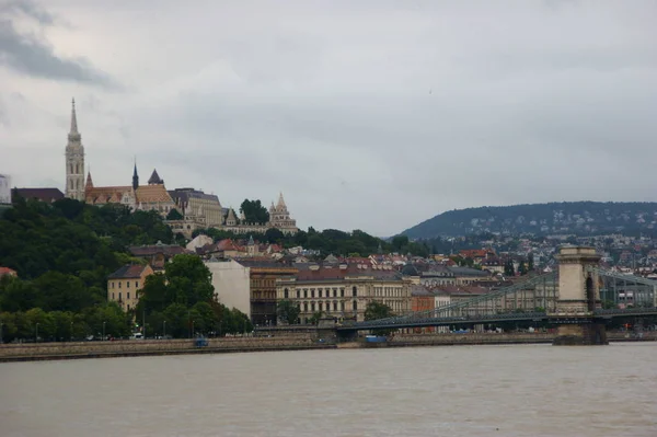 Historiska Byggnader Solig Dag Budapest Centrum Ungern — Stockfoto