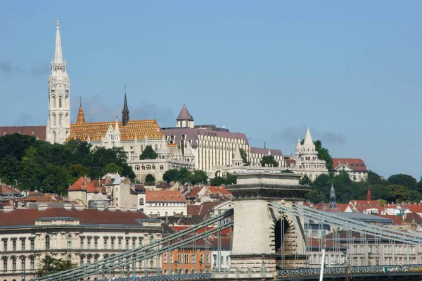 Historical Buildings Sunny Day Budapest Downtown Hungary — Stock Photo, Image