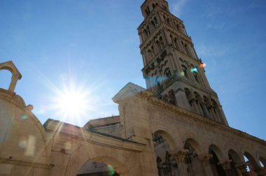 Diocleziano Split şehir merkezinde, Hırvatistan Adriatc Denizi, tarihi binalar