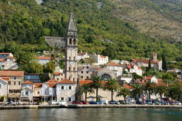 Oude Gebouwen Historische Muren Van Grootste Fjord Adriatische Zee Kotor — Stockfoto