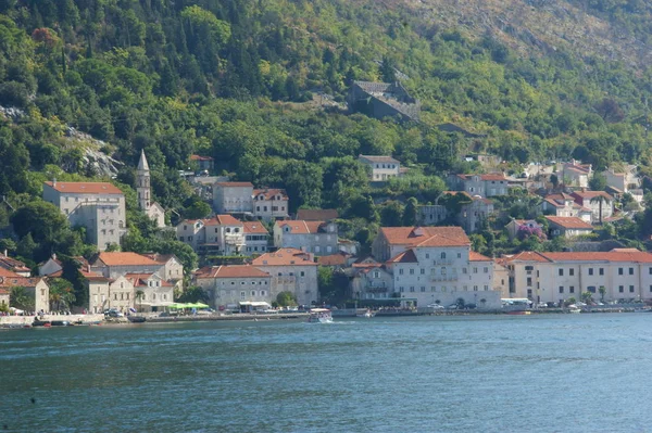 Oude Gebouwen Historische Muren Van Grootste Fjord Adriatische Zee Kotor — Stockfoto