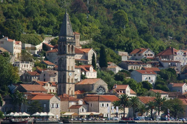 Bâtiments Anciens Murs Historiques Grand Fjord Mer Adriatique Kotor — Photo