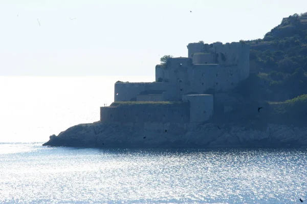 Starożytne Budowle Zabytkowych Murach Największych Fiord Adriatyku Kotor — Zdjęcie stockowe