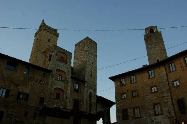 Edifícios Antigos Cidade Média San Giminiano Toscana — Fotografia de Stock