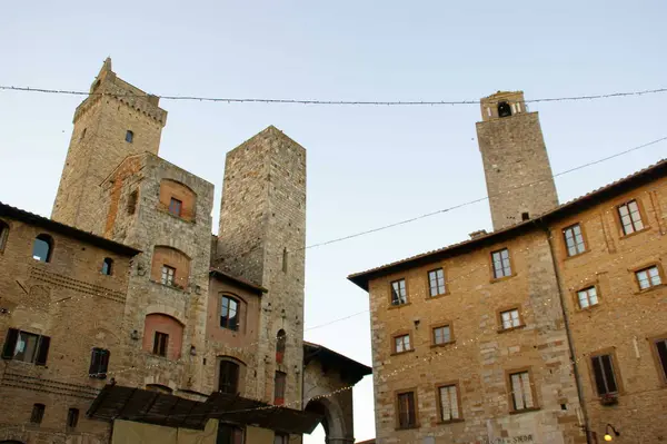 Gamla Byggnader Medievil Stad San Giminiano Toscana — Stockfoto