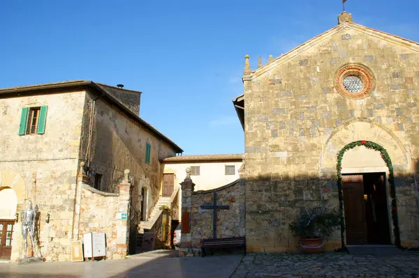 Antichi Edifici Medioevali Della Città Monteriggioni Toscana — Foto Stock