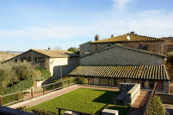 Oude Gebouwen Van Medievil Stad Van Monteriggioni Toscane — Stockfoto