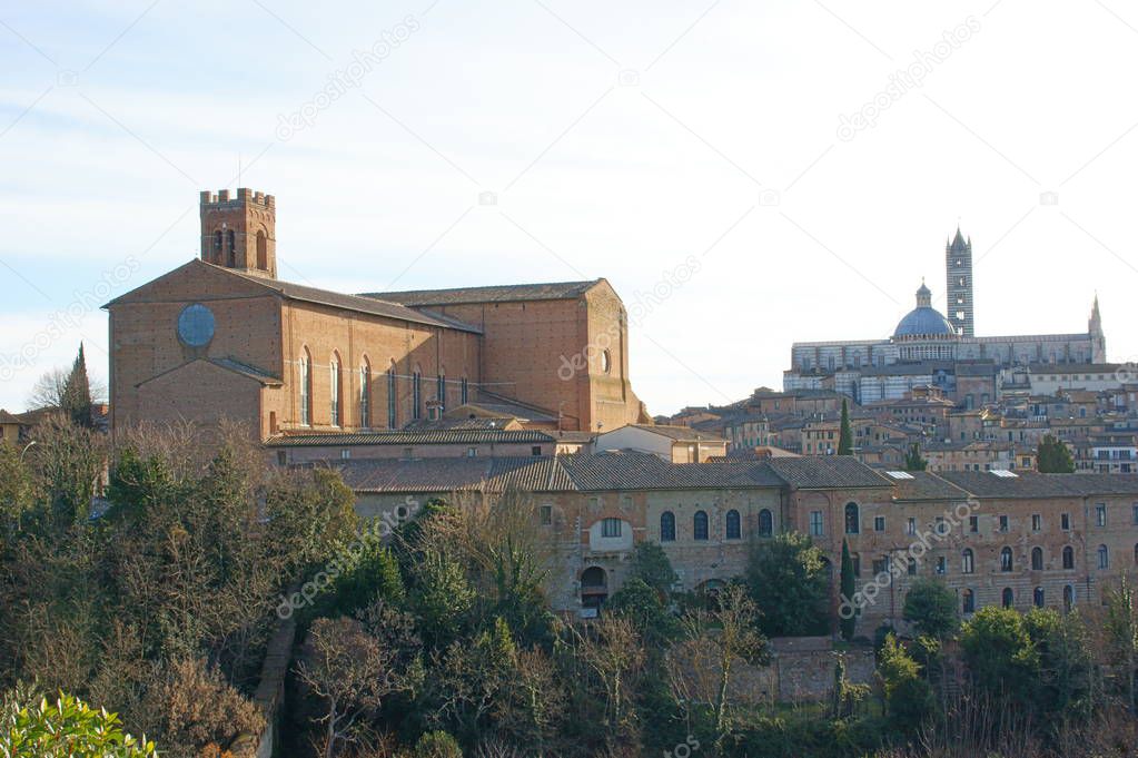 Ancient buildings of medievil town of Siena in tuscany