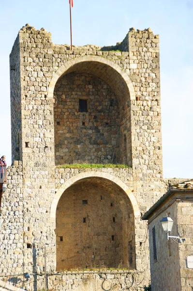 Ősi Épületek Medievil Monteriggioni Városának Toszkánában — Stock Fotó