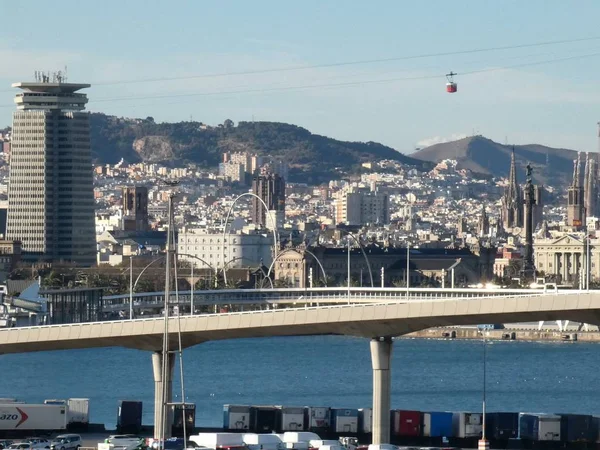 Barcellona View Details Harbour Historical Buildings — 图库照片