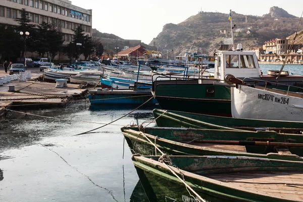 Balaklava Ukraina Januari 2010 Träbåtar Balaklava Viken Sevastopol Krim — Stockfoto