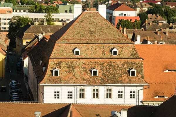 Sibiu Rumänien Juli 2017 Visa Till Tak Husen Mitten Sibiu — Stockfoto