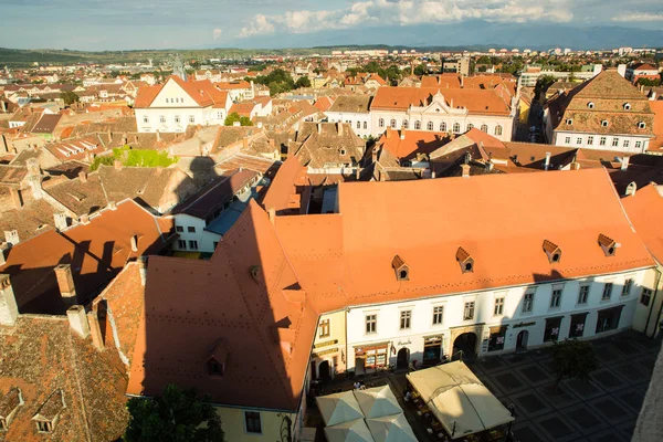 Sibiu Romênia Julho 2017 Vista Para Telhados Das Casas Centro — Fotografia de Stock