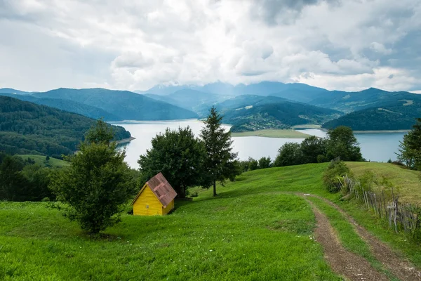 Cloudy landscape view from Lake Bicaz in Romania