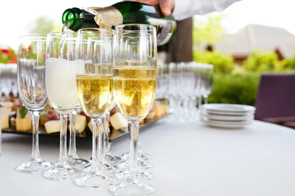 Shapanske Poured Glasses Standing Festive Table — Stock Photo, Image