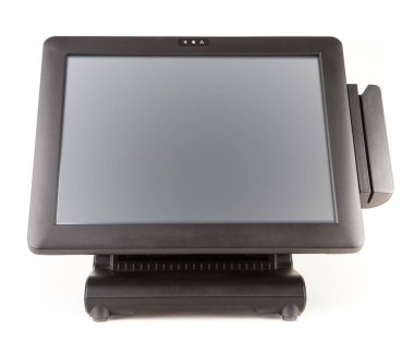 Dijital dokunmatik terminal, atm makine üzerinde beyaz izole.