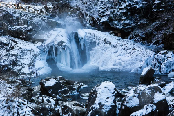 Cachoeira Inverno Kameneckiy Nas Montanhas Dos Cárpatos Ucrânia — Fotografia de Stock