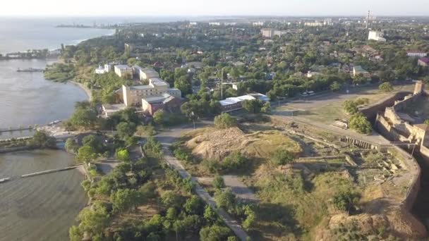 Letecký Pohled Shora Drony Starobylé Pevnosti Akkerman Který Nachází Břehu — Stock video