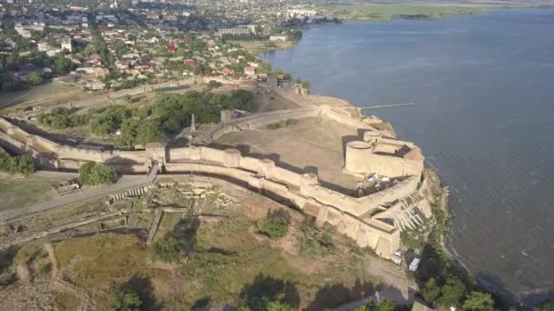 Aerial View Citadel Ancient Fortress Akkerman Which Bank Dniester Estuary — Stock Video