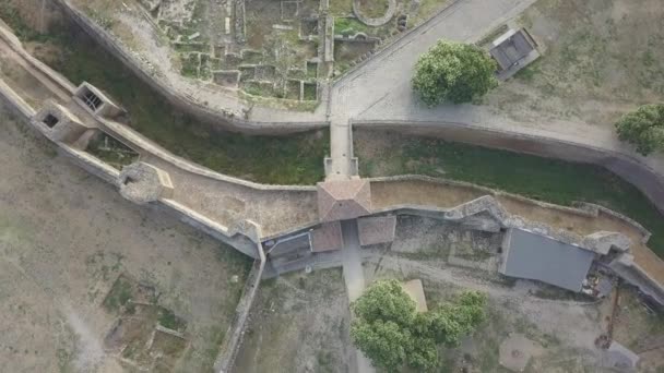Luchtfoto Bovenaanzicht Van Drone Naar Oude Fort Akkerman Die Oever — Stockvideo