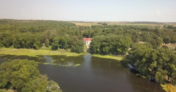 Volare Drone Famose Attrazioni Ukraniane Palazzo Parco Ensemble Samchiki Lago — Video Stock