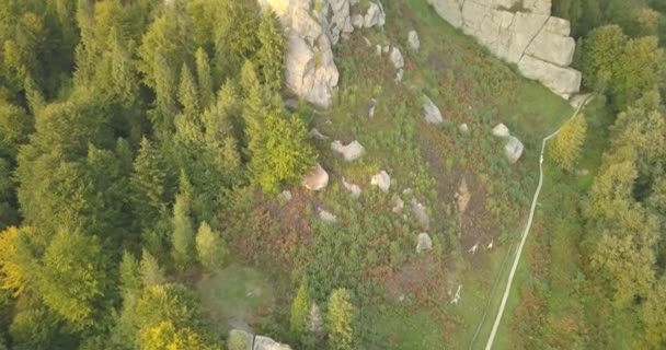 Vue Aérienne Spectaculaire Forteresse Tustan Soleil Soir Monument Archéologique Naturel — Video