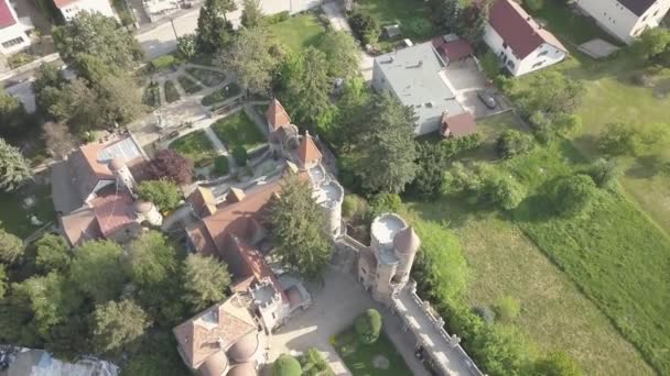 Εναέρια Άποψη Σώμα Var Χαριτωμένη Κάστρο Που Χτίστηκε Από Έναν — Αρχείο Βίντεο