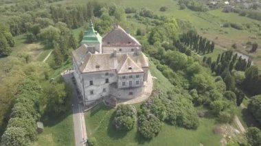 Dron havadan görünümden tarihi Kalesi ve park Olesko - ünlü Ukrayna gezi, Lviv region, Ukrayna