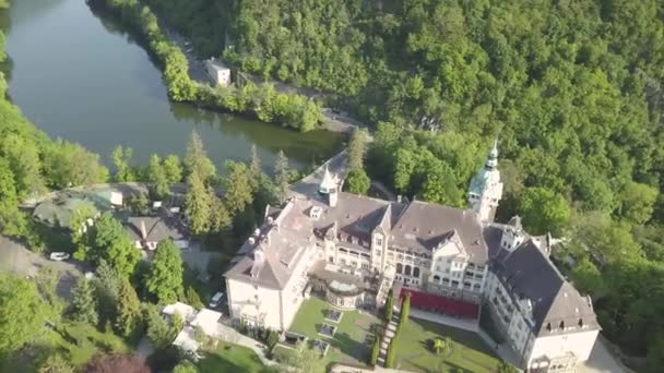 Lillafüred Hungary Kan 2018 Flygfoto Lillafüred Slott Lillafüred Vackraste Naturmiljöer — Stockvideo