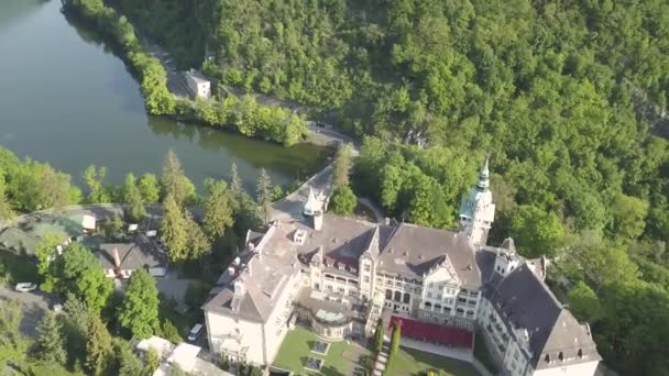 Lillafüred Hungary Kan 2018 Flygfoto Lillafüred Slott Lillafüred Vackraste Naturmiljöer — Stockvideo