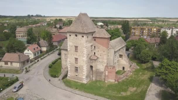 Antenowe Drone Widok Średniowieczny Zamek Simontornya Węgry — Wideo stockowe