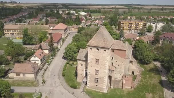 Aerial Drone View Medieval Castle Simontornya Hungary — Stock Video