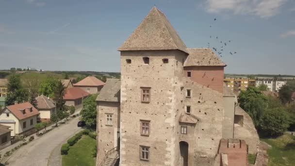 Вид Воздуха Средневековый Замок Симонторния Венгрия — стоковое видео