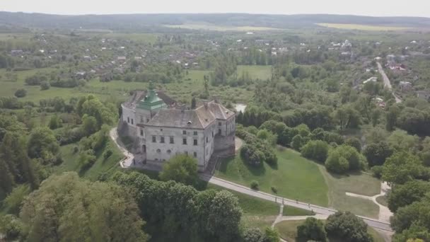 Vista Aérea Drone Para Castelo Histórico Parque Olesko Famoso Turismo — Vídeo de Stock