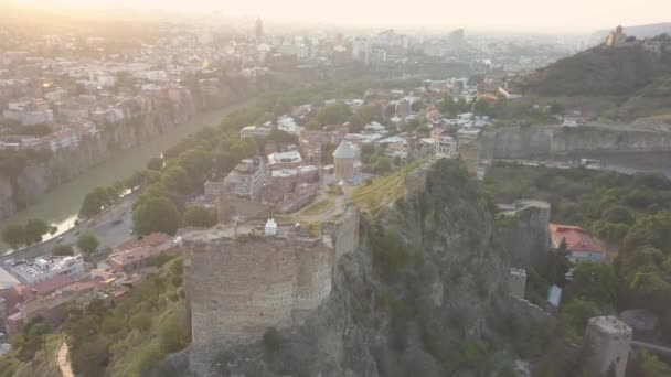 Aerial View Saint Nicholas Church Narikala Fortress Beautiful Panoramic View — Stock Video