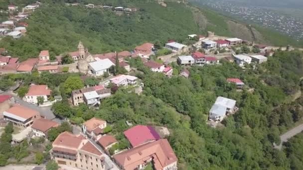 Aerial Snabbt Flytta Bilder Till Sighnaghi City Georgiska Staden Signagi — Stockvideo